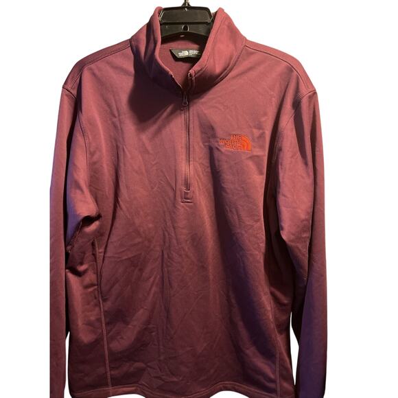 The North Face Mens L Maroon Long Sleeve 1/2 Zip Polyester Fleece Lined Jacket - Picture 1 of 9